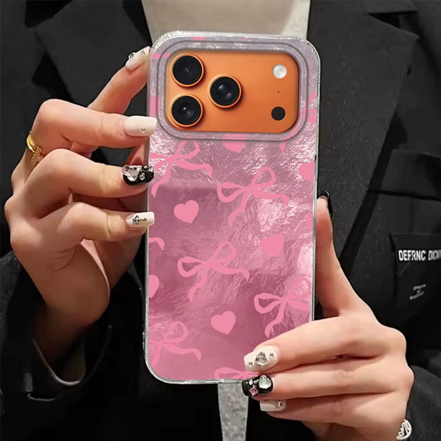 Bunte Handyhülle mit Herz und Schleife für dein iPhone, kompatibel mit iPhone 17 Air, 16, 15, 14, 13, 12 Pro Max und weiteren Modellen, Mehrfarbig - Bild 2