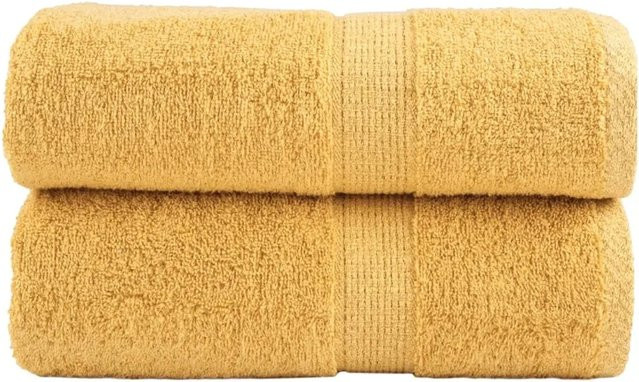 vidaXL SOLUND Waschhandtücher aus Baumwolle, 2 Stück, Gold, B/H: 30 x 30 cm, 600 g/m² - Bild 1