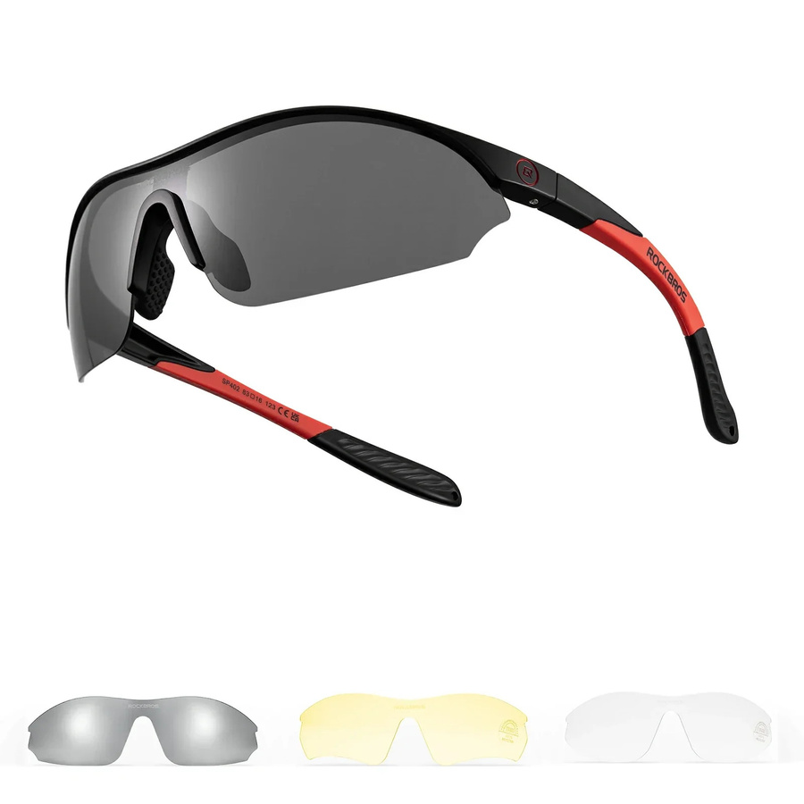 ROCKBROS Sport-Radfahrsonnenbrille, Vollrand, Kunststoff, Schwarz - Bild 1