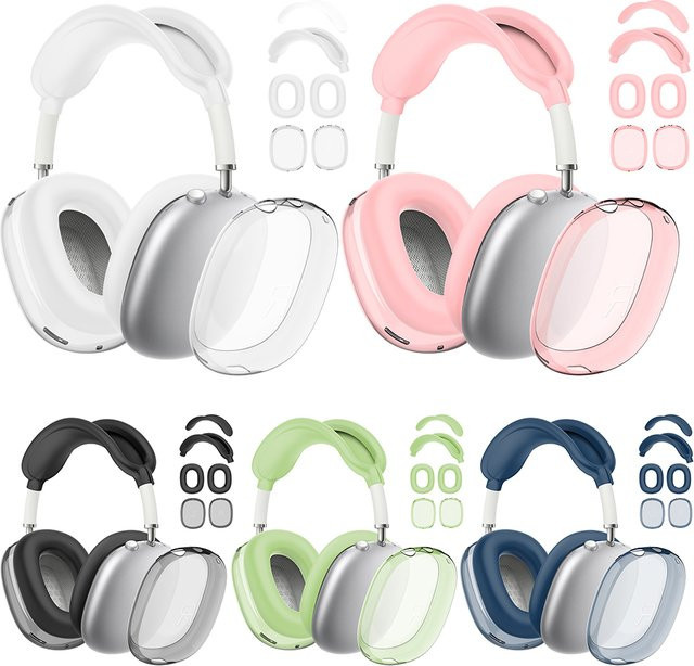 4-in-1 Silikon und TPU Schutzhülle für Apple AirPods Max, transparent, stoßfest, inklusive Ohrpolster, Ohrmuschelschutz und Stirnband-Abdeckung - Bild 1