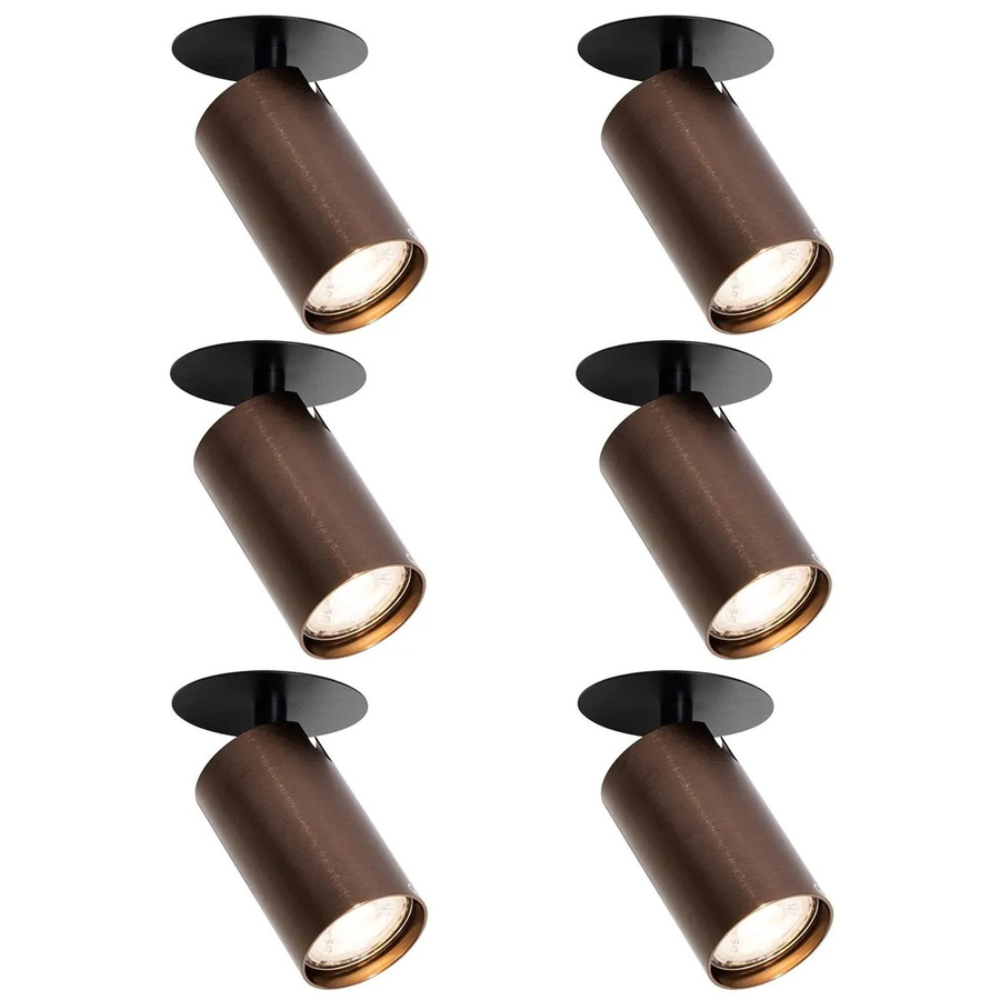 QAZQA Set mit 6 modernen Einbaustrahlern in Dunkelbronze, GU10, Metall und Glas - Bild 2