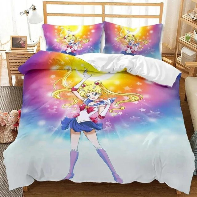 Sailor Moon Bettwäsche-Set aus Mikrofaser-Polyester, Mehrfarbig, B/H: 180 x 210 cm - Bild 1