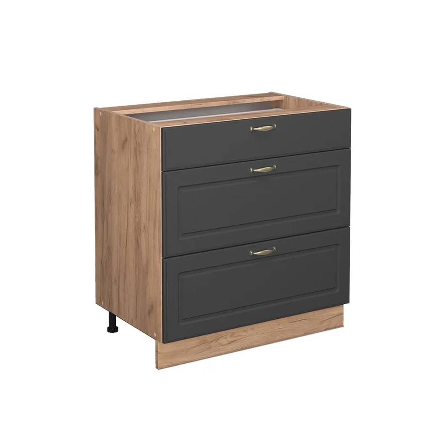 Vicco Küchenunterschrank Fame-Line in Anthrazit-Gold und Eiche mit 3 Schubladen, Breite: 80 cm - Bild 2