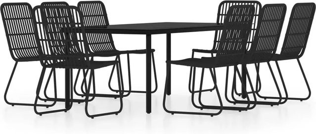 vidaXL 9-teilige Garten-Essgruppe aus PE-Rattan und Glas in Schwarz - Bild 1