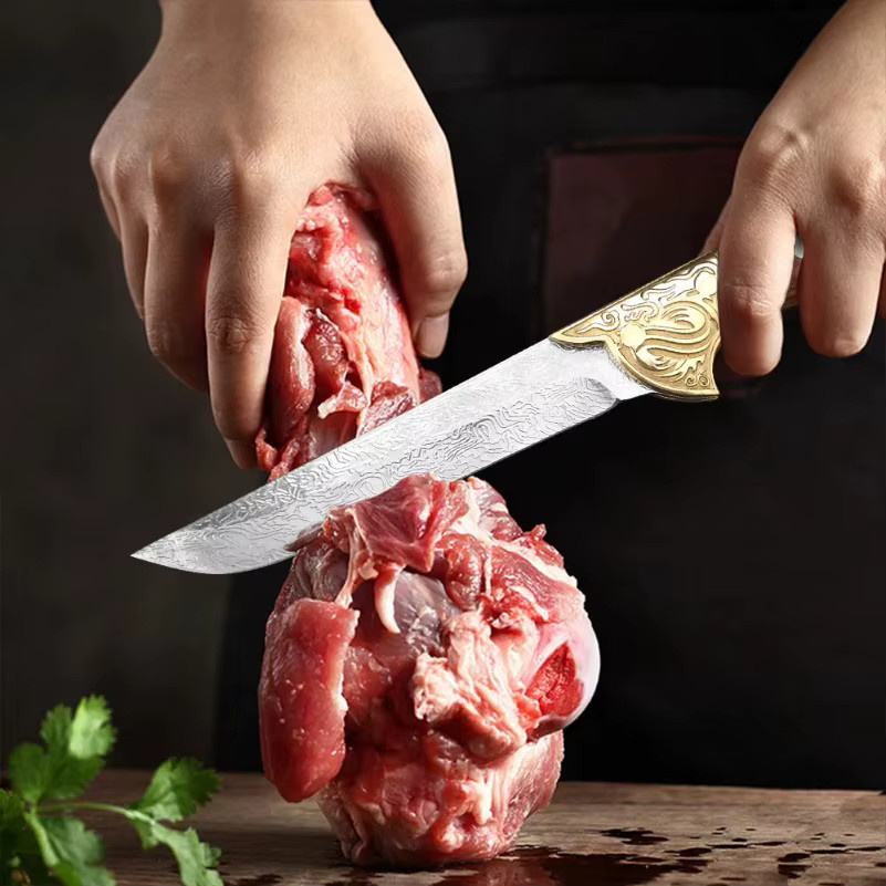 GuanQi Allzweckmesser aus Edelstahl mit Holzgriff und Messerscheide als Ausbeinemesser und Küchenmesser - Bild 4