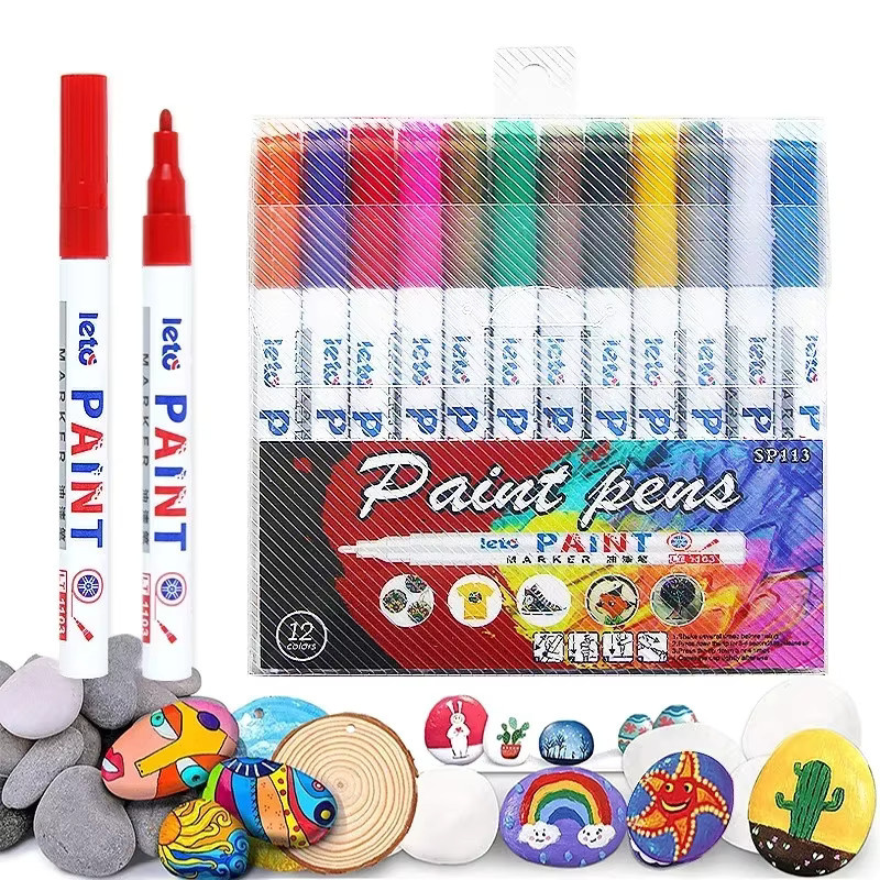 12er Set wasserfeste Permanent Marker in bunt für Auto Reifen und Gummi zur Graffiti Ausbesserung - Bild 2