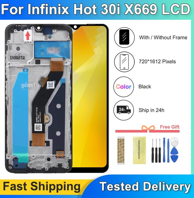 Infinix Hot 30i LCD-Display Ersatz mit Touchscreen in Schwarz für Modelle x669, x669c und x669d (NFC) 6.56 Zoll - Bild 1