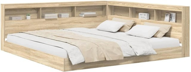 vidaXL Bücherregal-Bett in Sonoma Eiche mit integriertem Kopfteil und Regalfach aus Holzwerkstoff - Bild 1