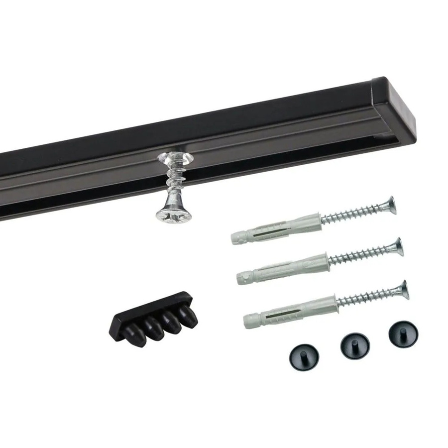 Deco-Raum Gardinenschiene nach Maß für die Deckenmontage, 1-Lauf, gerade, Schwarz, Länge: 340 cm - Bild 2