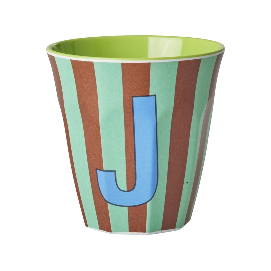 Rice Melamin Becher Buchstabe J mit Streifen in Blau, 250 ml - Bild 1