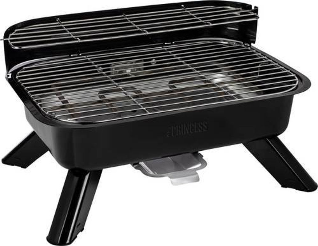 Princess Hybrid-Grill 01.112252.01.001 Elektro und Holzkohle mit Windschutz, Standfuß und manueller Temperaturregelung, Schwarz - Bild 2