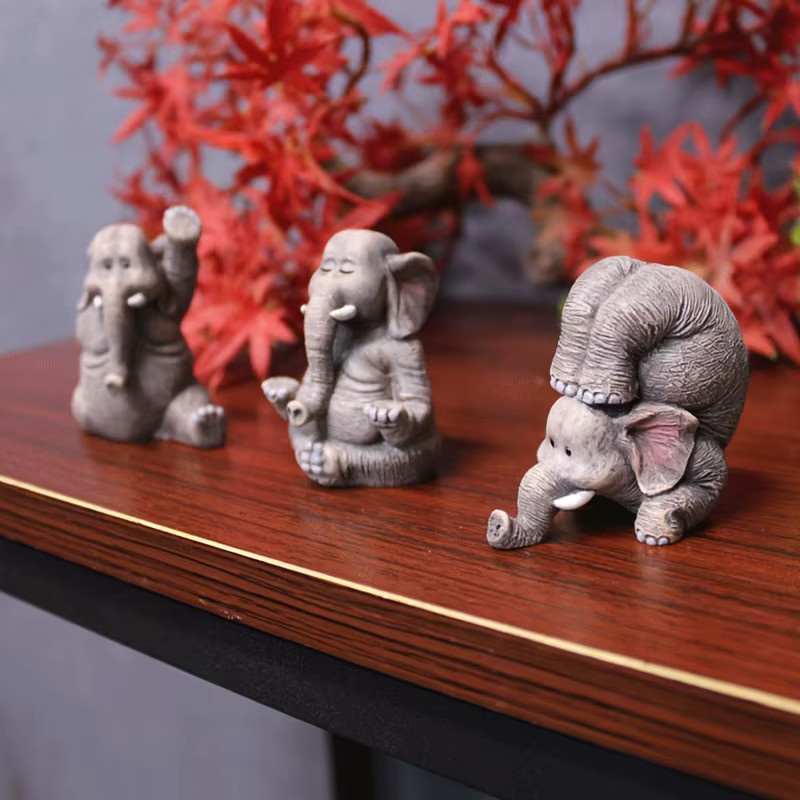 Kreative Yoga-Baby-Elefanten Miniatur-Statuen als niedliche Dekoration für deine Mikrolandschaft und dein Zuhause - Bild 3