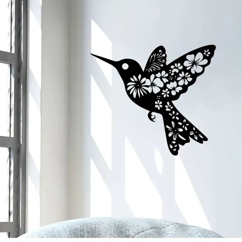 CIFBUY Kolibri Metall-Wandkunst Schwarz, Rostbeständiges Eisen-Wandbild für Außenbereich und Heimdekoration, B/H/T: 30 x 30 x 30 cm - Bild 4