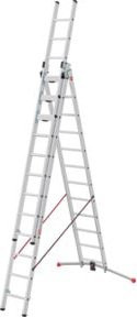 Hailo Mehrzweckleiter S120 Pro, 3-teilig, 3 x 12 Sprossen, Aluminium und Kunststoff, silber, B/T/H: 42,7 x 149 x 217 cm - Bild 1