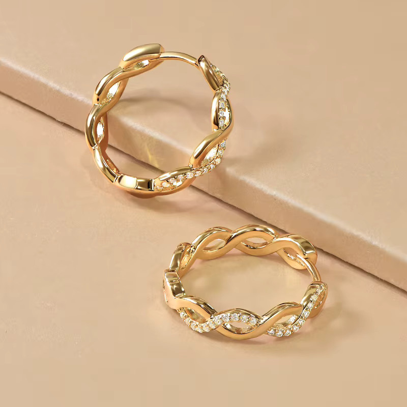 Iogou Creolen, 925 Silber, Gold, Moissanite, Damen - Bild 3