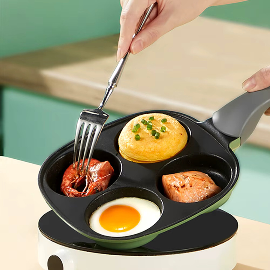Cooker King 4-Tassen Eierpfanne aus Aluminium mit Antihaftbeschichtung in Schwarz und Weiß - Bild 2