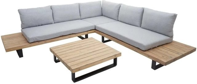 MCW Lounge-Set Garten-Garnitur H54 aus Akazienholz und Aluminium in Hellbraun mit hellgrauen Spun Poly Polstern - Bild 2