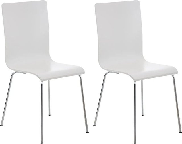 2er Set DELUKE Besucherstühle TUNIS in Weiß, moderne Konferenzstühle und Bürostühle aus Holz und Metall, B/T/H: 43 x 47 x 87 cm - Bild 1