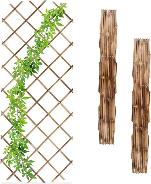 Relaxdays Rankgitter aus Tannenholz, geflammt, braun, 3er Set, Höhe: 180 cm, Breite: 90 cm, Tiefe: 1 cm - Bild 1