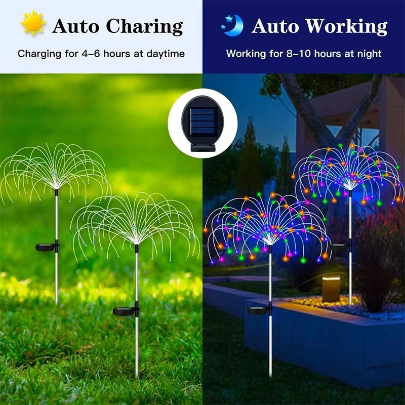 OKAL RED EAST Solar-Feuerwerkslichter mit 400 RGB LEDs in Multicolour für die Außenbeleuchtung bei Weihnachten, Halloween, Partys und Hochzeiten - Bild 2