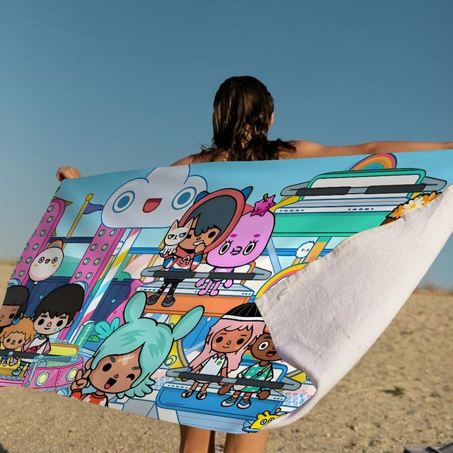 Ka Chen Muda Toca Boca Toca Life World Mikrofaser Strandhandtuch, weiß und mehrfarbig, B: 45 cm, H: 90 cm - Bild 1