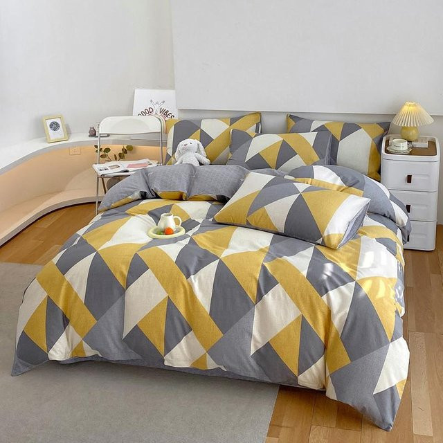 Bin Chi Textiles 3-teiliges Bettwäsche-Set aus 100% Baumwolle mit Blumenmuster in Gelb, bestehend aus 1 Bettbezug und 2 Kissenbezügen, B/H: 150 x 200 cm - Bild 1