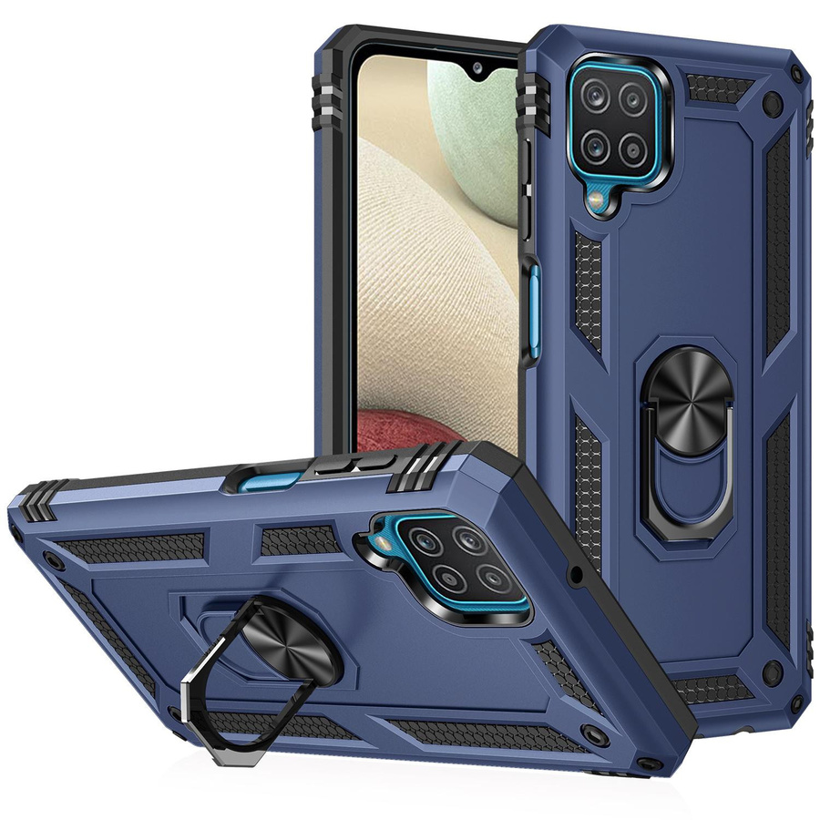 Stoßfeste Ringhalter-Hülle für Samsung Galaxy A12 M12 F12 in Blau - Bild 2