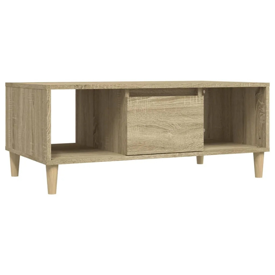 vidaXL Couchtisch Sonoma-Eiche in Braun aus Holzwerkstoff und Eukalyptus Massivholz, B/T/H: 90 x 50 x 36,5 cm - Bild 2