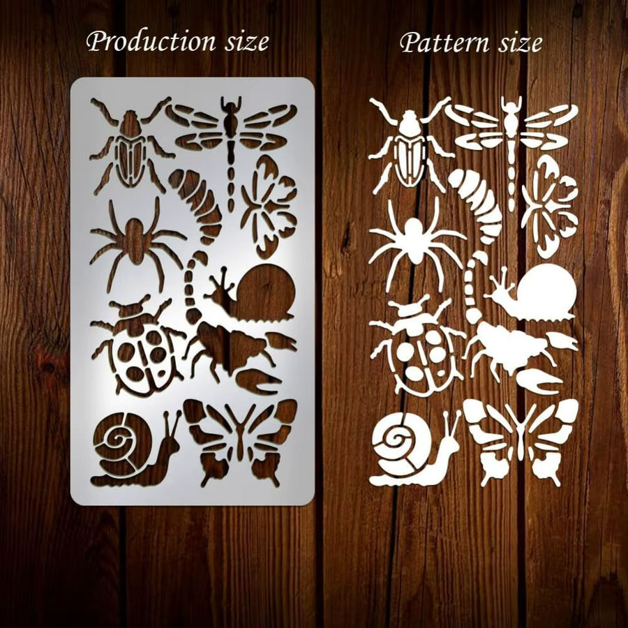 Edelstahl Schablone Insekten Element Retro Metall Vorlage für Journaling und DIY Scrapbooking in Silber - Bild 2