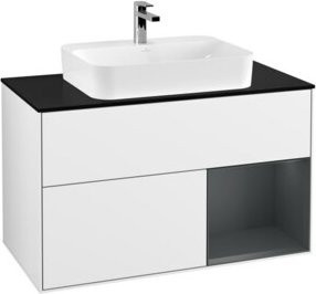 V&B Waschtischunterschrank Finion 100 mit Wandbeleuchtung in Weiß lackiert, B/T/H: 100 x 50,1 x 50,1 cm - Bild 1