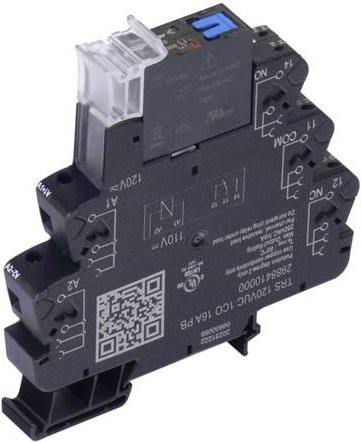 Weidmüller TRS 120VUC 1CO 16A PB Koppelrelais Schwarz 120V DC/AC 16A 1 Wechsler 5er Pack - Bild 1