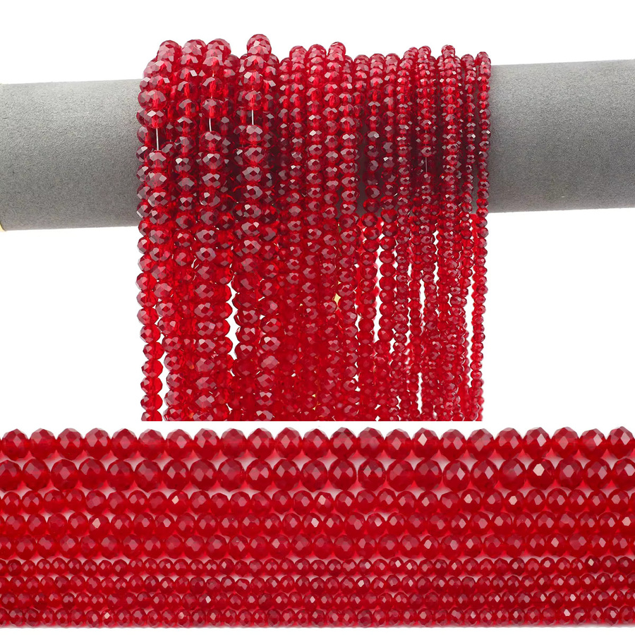 Wlyees Perlen, rot, facettiert, rund, 3/4/6/8mm - Bild 5