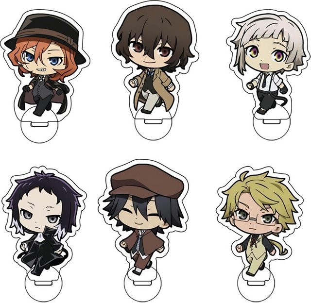 Wucifang Jewelry BSD Anime Figur Dazai Osamu Nakahara Chuuya, Acryl-Ständer, black, ab 6 Jahren - Bild 1