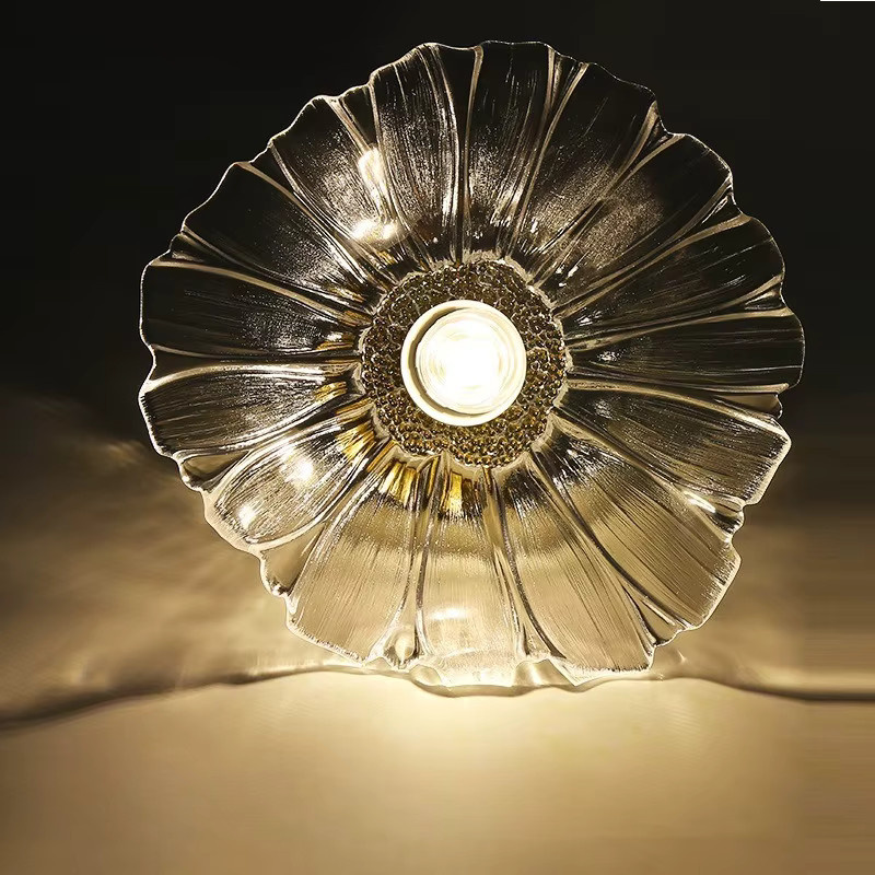 Claeted Nordic Acryl Blume Deckenleuchte in Transparent mit Gold/Messing, moderne Hängeleuchte für Wohnzimmer, Schlafzimmer und Esszimmer - Bild 2