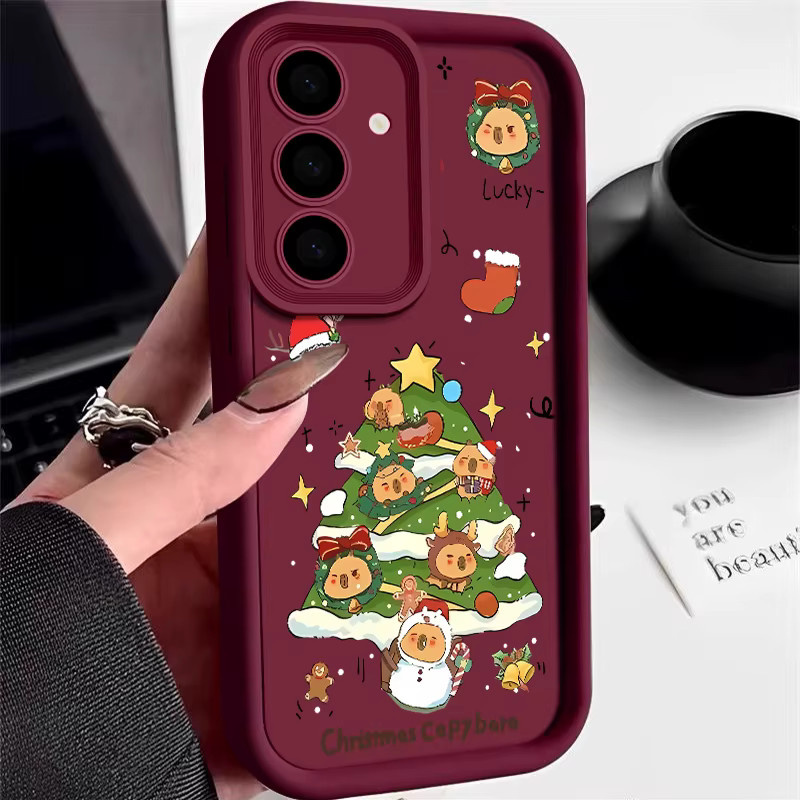 MOESOE Handyhülle mit Cartoon Weihnachtsbaum für Samsung Galaxy S25 S24 S23 S22 Ultra Plus S24 FE A56 A17 A16 A15 A55 A54 5G in Pink - Bild 3