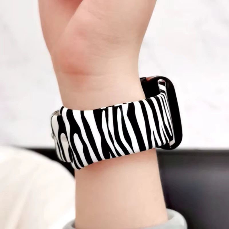 VATMENS Uhrenarmband Silikon, Zebra-Print, Schwarz, Unisex - Bild 6