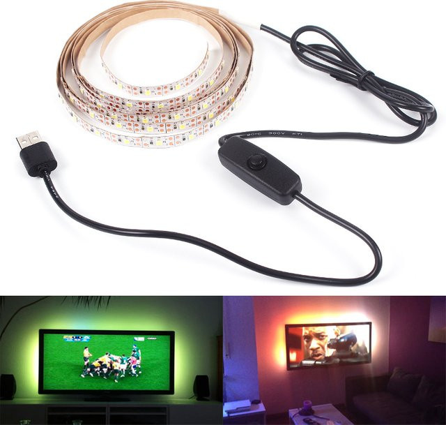 BZT USB LED Strip Lights 2835 SMD Multicolour mit Schalter für TV, Desktop und Computer Screen Hintergrundbeleuchtung - Bild 1