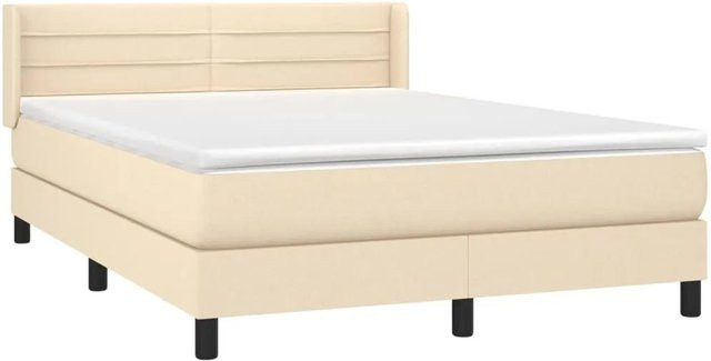 vidaXL Boxspringbett mit Matratze Hybrid-Design in Beige, B/T/H: 140 x 190 cm - Bild 1