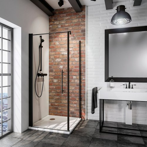 Schulte Duschkabine Alexa Style 2.0 Eckdusche mit Drehtür in Mattschwarz, B/T/H: 90 x 90 x 192 cm - Bild 1