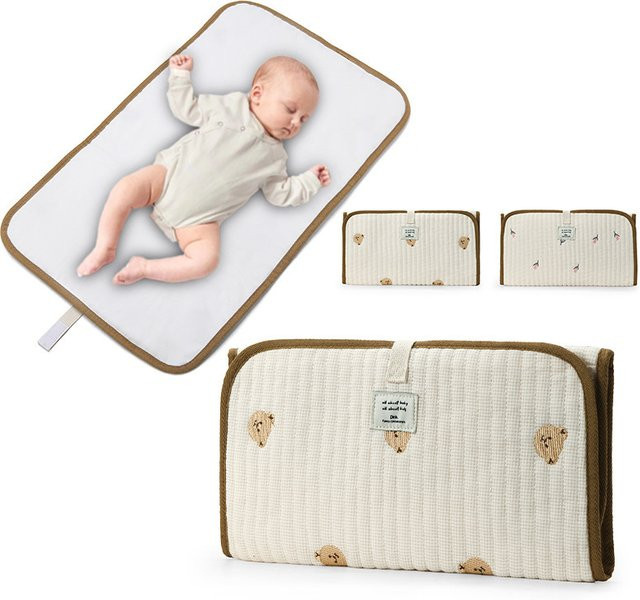 Wasserdichte und faltbare Babywindelunterlage aus Oxford-Textil in Weiß für Neugeborene und Kleinkinder - Bild 1