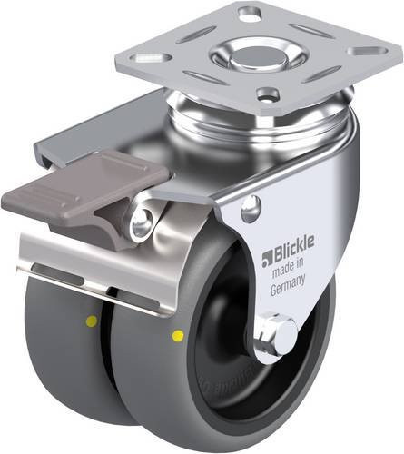 Blickle Doppel-Lenkrolle LDA-TPA 75G-FI-ELS mit 75 mm Rad-Durchmesser und 100 kg Tragfähigkeit in Schwarz-Grau-Silber - Bild 1