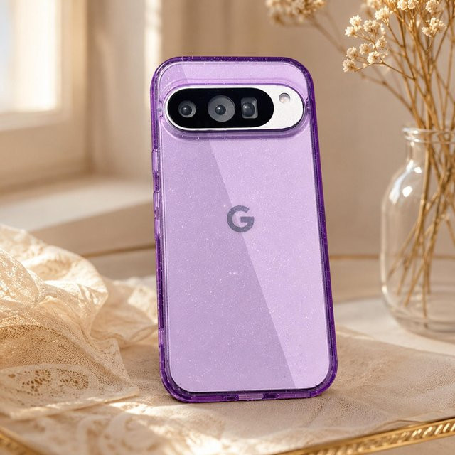 Transparente Sternenlicht Reflektierende Hülle für Google Pixel 11 10 9 Pro XL 8 10a 9a 8a Pro Glitzernde Stoßfeste Schutzhülle in Violett - Bild 1