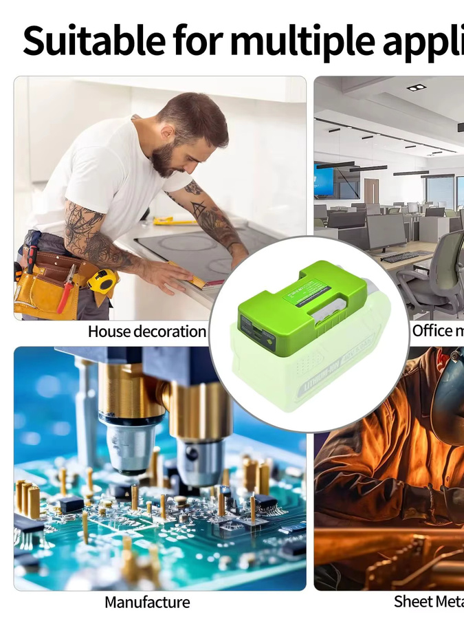 Batteriehalter mit USB Typ-C Adapter für Makita Ryobi und Greenworks 40V Akkus zur Schnellladung - Bild 6