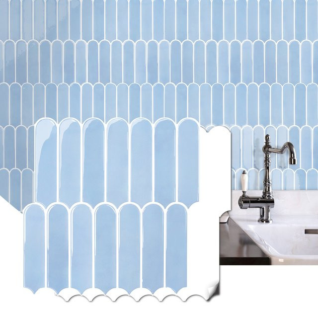 10 Stück selbstklebende 3D-Wandpaneele aus Vinyl in Blau, wasserdicht und schneidbar für Küche, Schlafzimmer und Wohnmobile - Bild 1