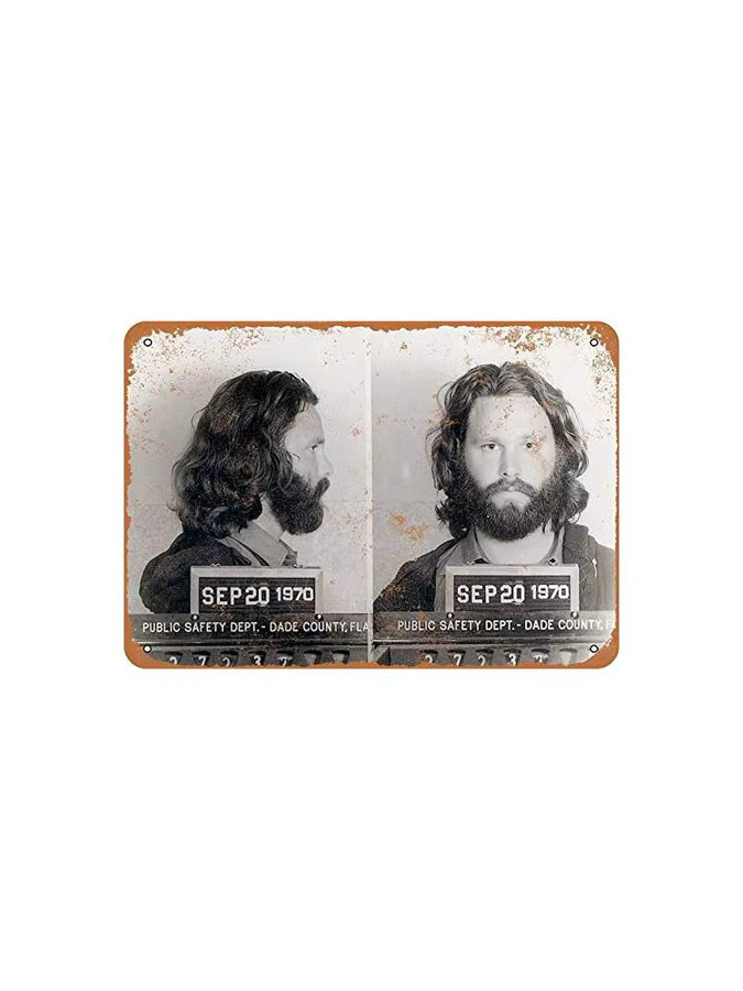 Fsdva Metallschild Jim Morrison Mug Shot Exposition Retro-Wanddekoration Mehrfarbig B: 20,0 cm, H: 20,0 cm, T: 1,0 cm - Bild 2