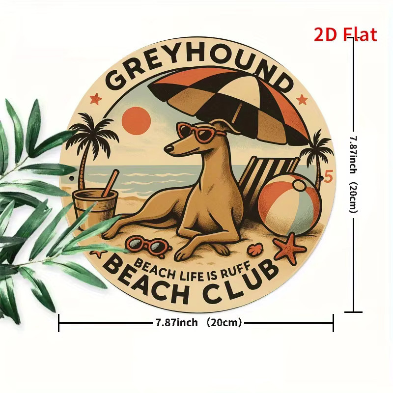 Potdemiel Metallschild Windhund Beach Club Rund, Mehrfarbig, Durchmesser: 20 cm - Bild 5