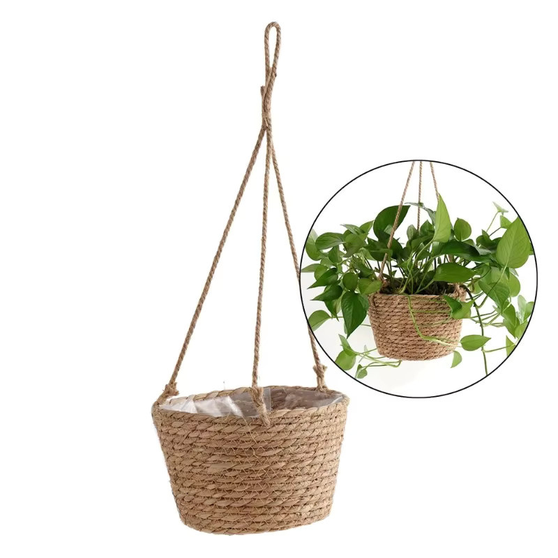 Makramee Hängepflanzkorb aus Jute in Beige und Braun im Boho-Stil für Indoor und Outdoor - Bild 2