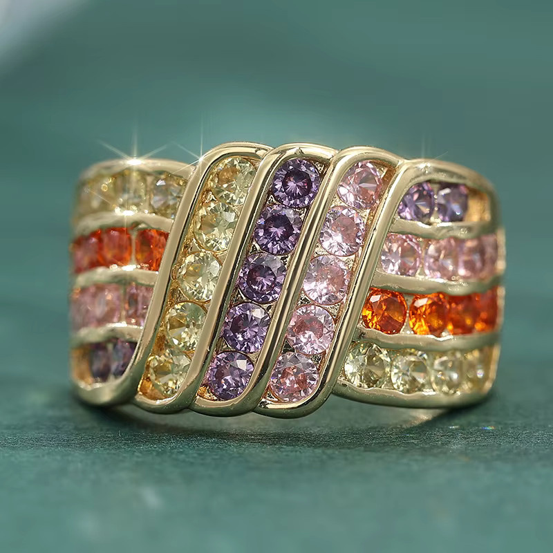 YoYo Ring, vergoldet, bunte Zirkonia, Damen - Bild 2