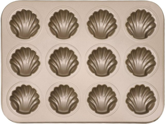 CosyHome Backform aus Kohlenstoffstahl mit 12 Muschelförmigen Mulden, Gold, Antihaftbeschichtet - Bild 1