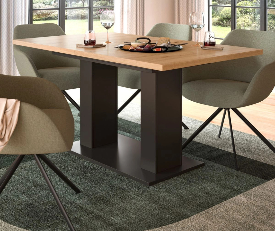 Ausziehbarer Esstisch Inn.Furn in Eiche und Grau, B/T/H: 150 x 90 x 76 cm (ausziehbar auf 190 cm) - Bild 2